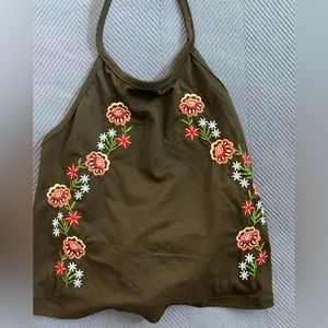 Open back halter tank top